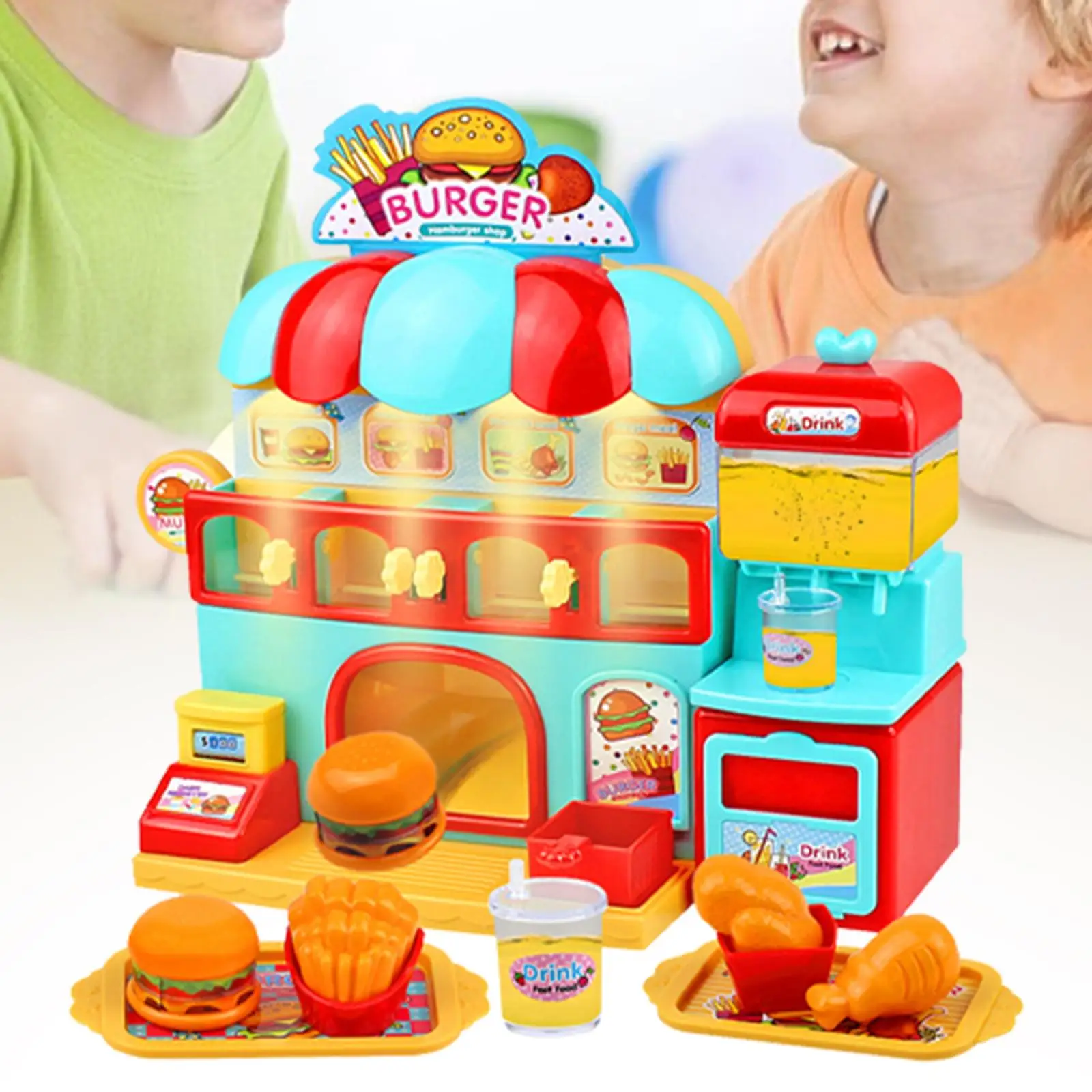 

Kitchen Playset Hamburger Pretend Play Food Set for Boys Kids Birthday Gifts