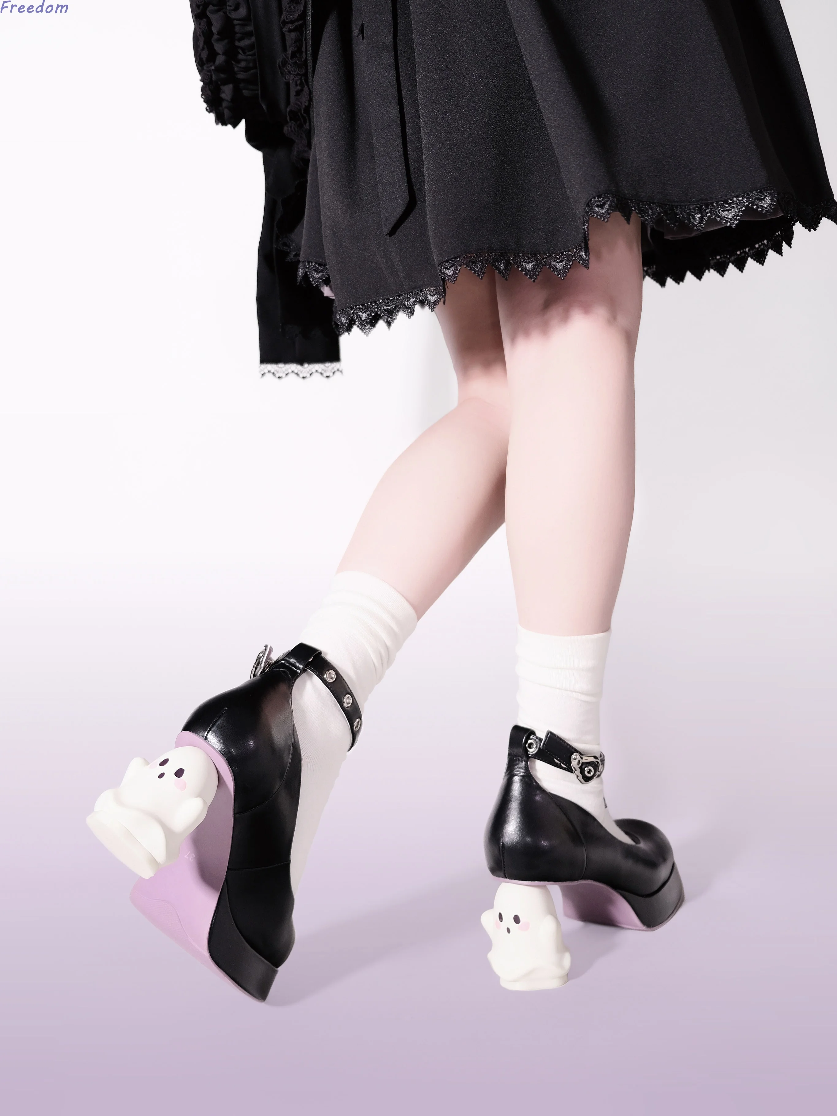 Halloween special sweet shoes y2k subculture punk ghost heel mary jane shoes ankle strap purple black pumps women high heels platform high heels sandals
