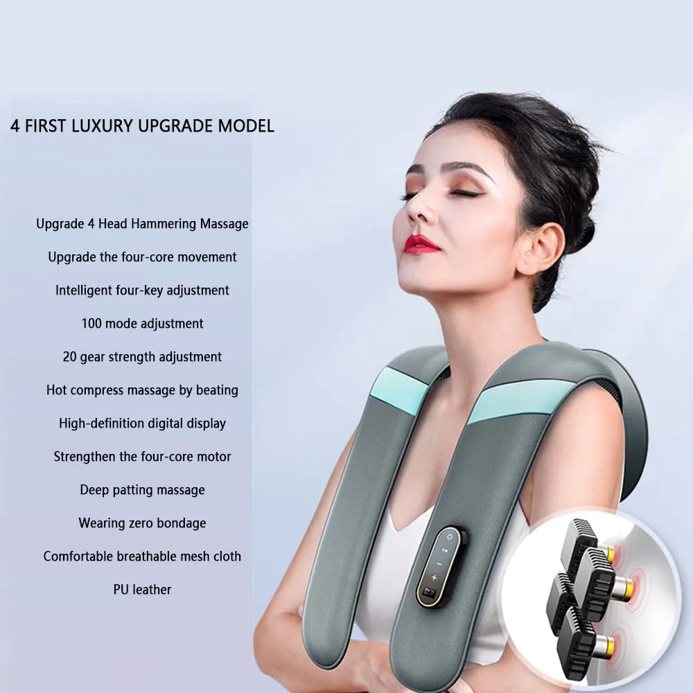 Shiatsu Neck And Shoulder Massager Heated Back Massager U Shape Deep Kneading Electric Massage Pillow For Neck Waist Leg Body