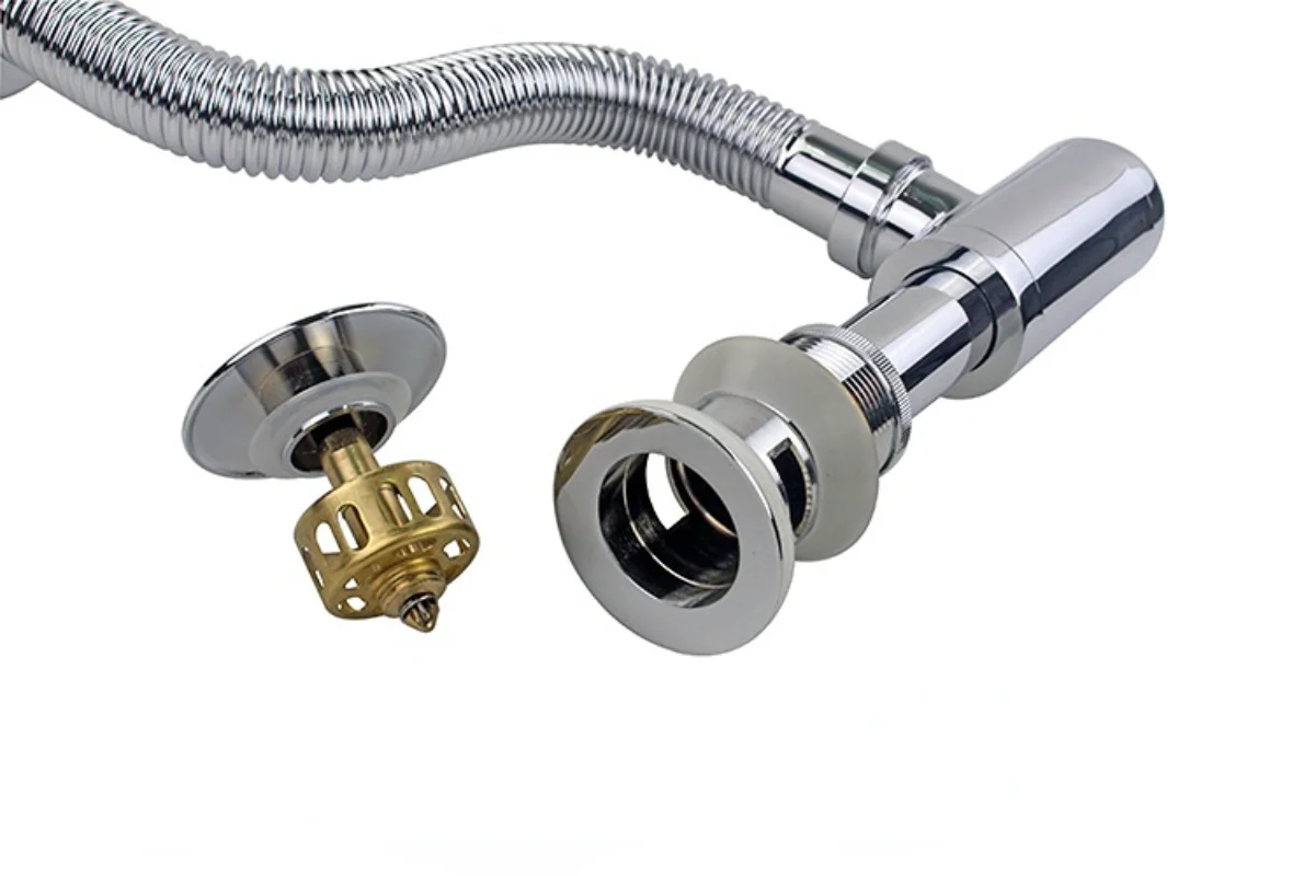 Sifone Per Lavello Universale Senza Troppopieno - Ottone Massiccio, Installazione Facile Senza Attrezzi, Finitura Oro Spazzolato - Foto 5