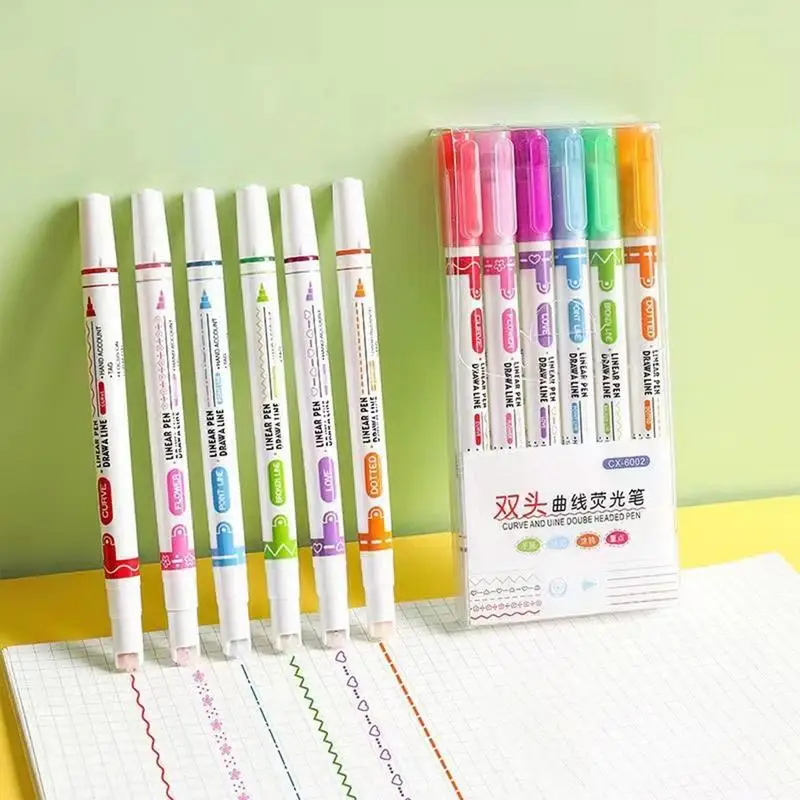 Colored Highlighter Pens 6Pcs Flownwing Flair Pens With 6