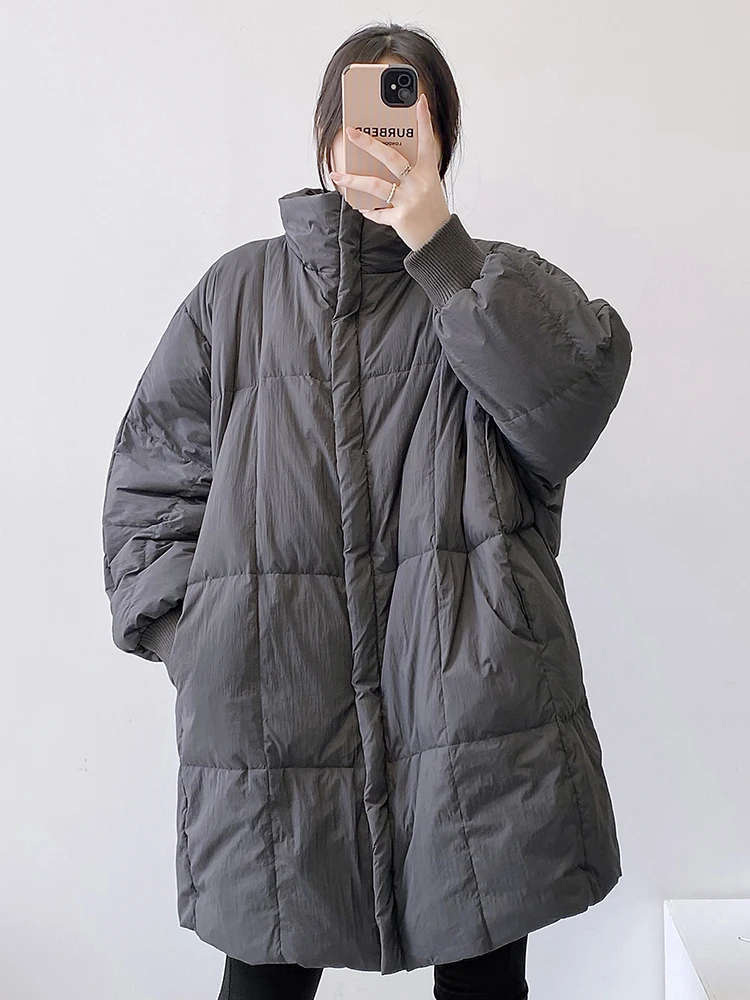 Batwing Sleeve down Jacket Women's Mid-Length Loose Fashion White Duck down Winter Coat