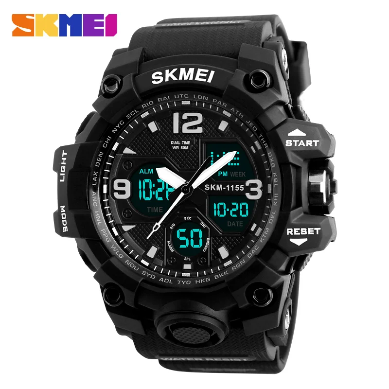 SKMEI 1155B Waterproof Shockproof Digital Sport Watch for Men Electronic Military Wristwatches Mens Date Clock 1384 Reloj Hombre