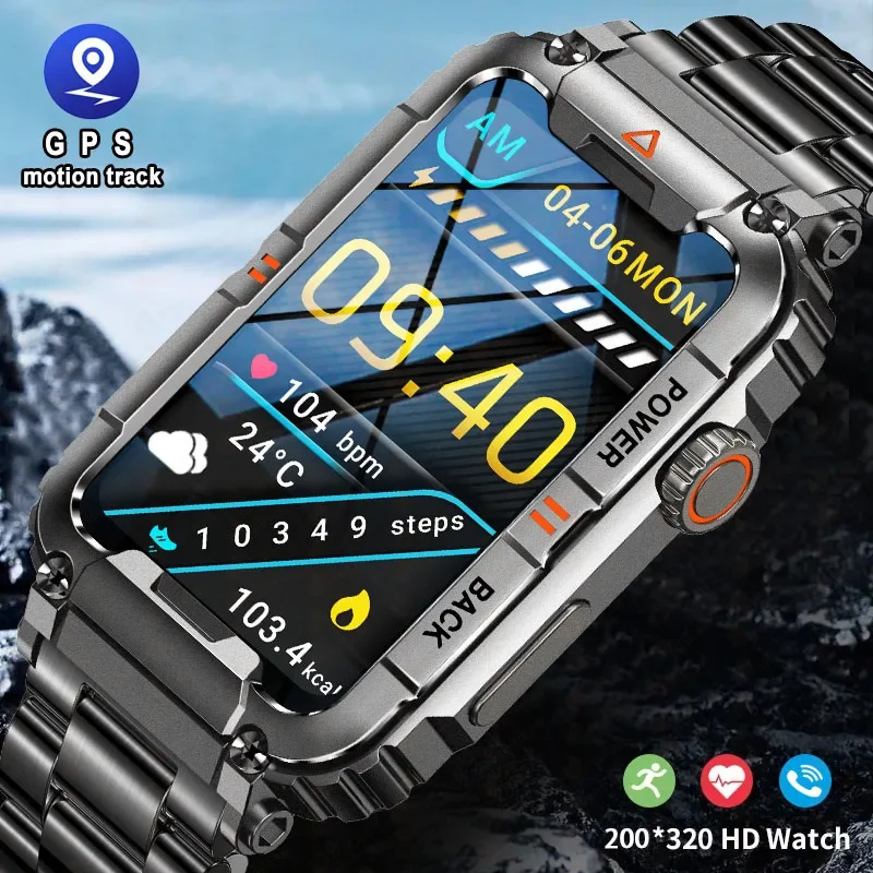 

Men Smart Watch for Android IOS Fitness Watches Ip68 Waterproof Military Healthy Monitor AI Voice Bluetooth Call Smartwatch 2024