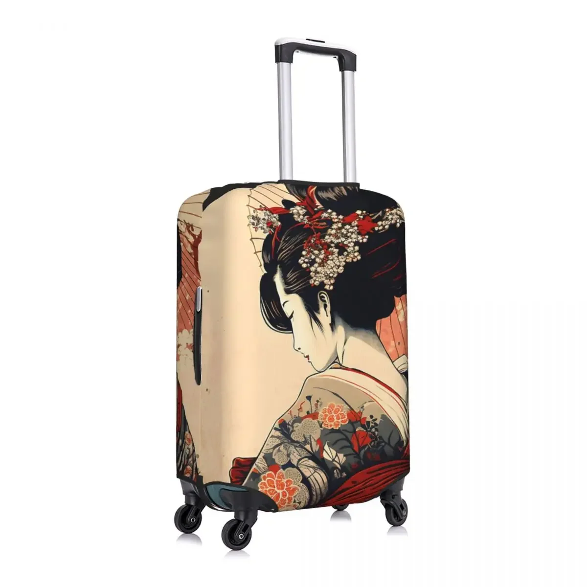 Japanese Geisha Art  Print Luggage Protective Dust Covers Elastic Waterproof 18-32inch Suitcase Cover Travel Accessories 3