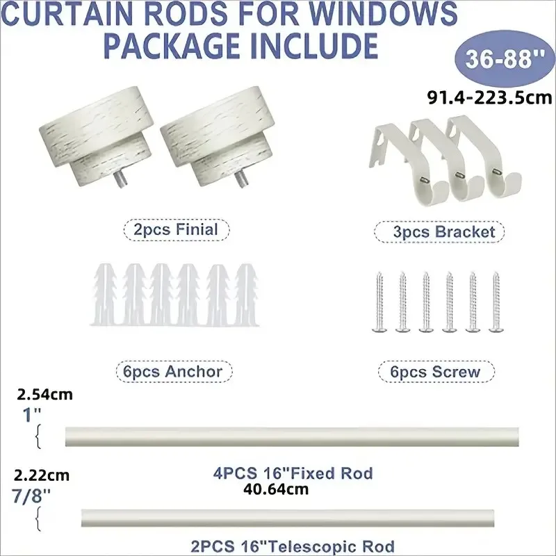 Contemporary Style Heavy-Duty Metal Spring Tension Rod, Easy Install Curtain Rod for Windows, Durable and Sturdy, 1pc