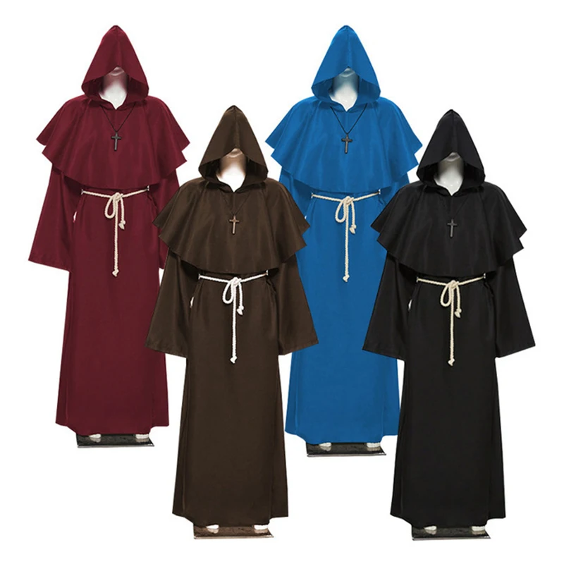 

Halloween Cosplay Antique Medieval Friar Robe Wizarding Clothes And Clerical Clothes Suit Both Men And Women