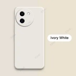 Enhanced Product Title: Premium Square Liquid Silicone Case - Luxury Full Protective Soft Cover for VIVO Y200T (Ivory White)