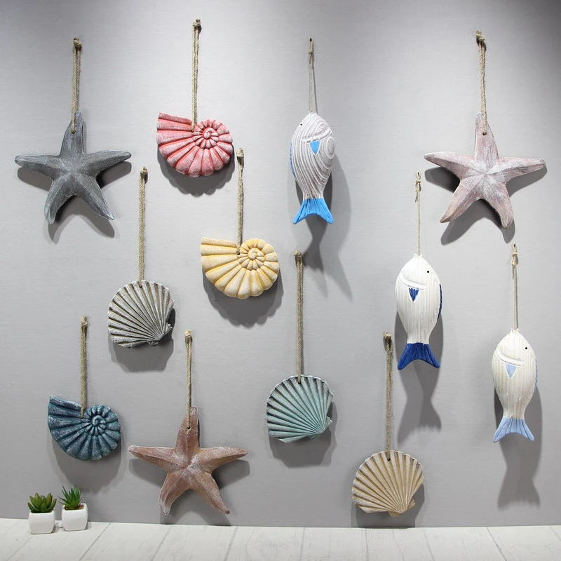 

Retro Fish Shaped Pendant Starfish Shell Wall Decoration Ocean Style