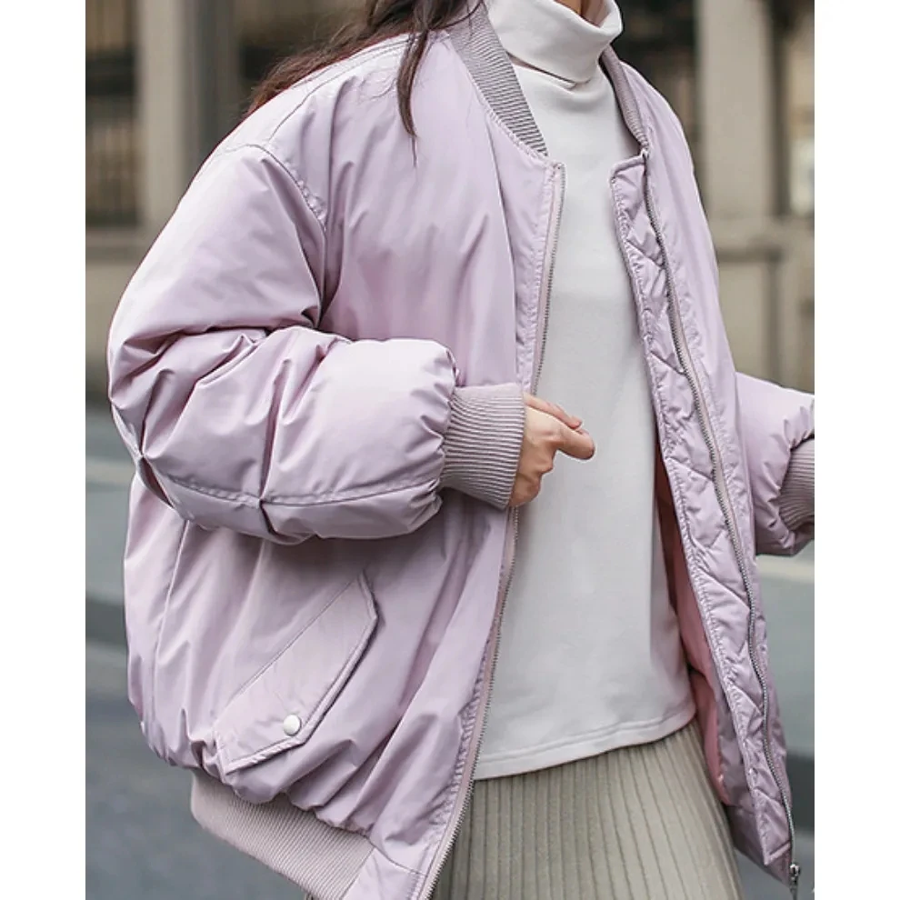 

Women Jackets Female Green Jacket Oversized Bomber Jacket Winter Coats Women Bf Padded Parkas Chic Zipper Streetwears
