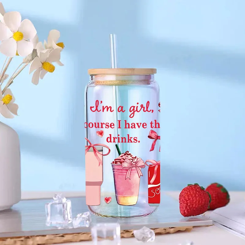 UV transfer sticker glass cup crystal label crystal sticker 16oz glass cup special sticker 23cmX11cm