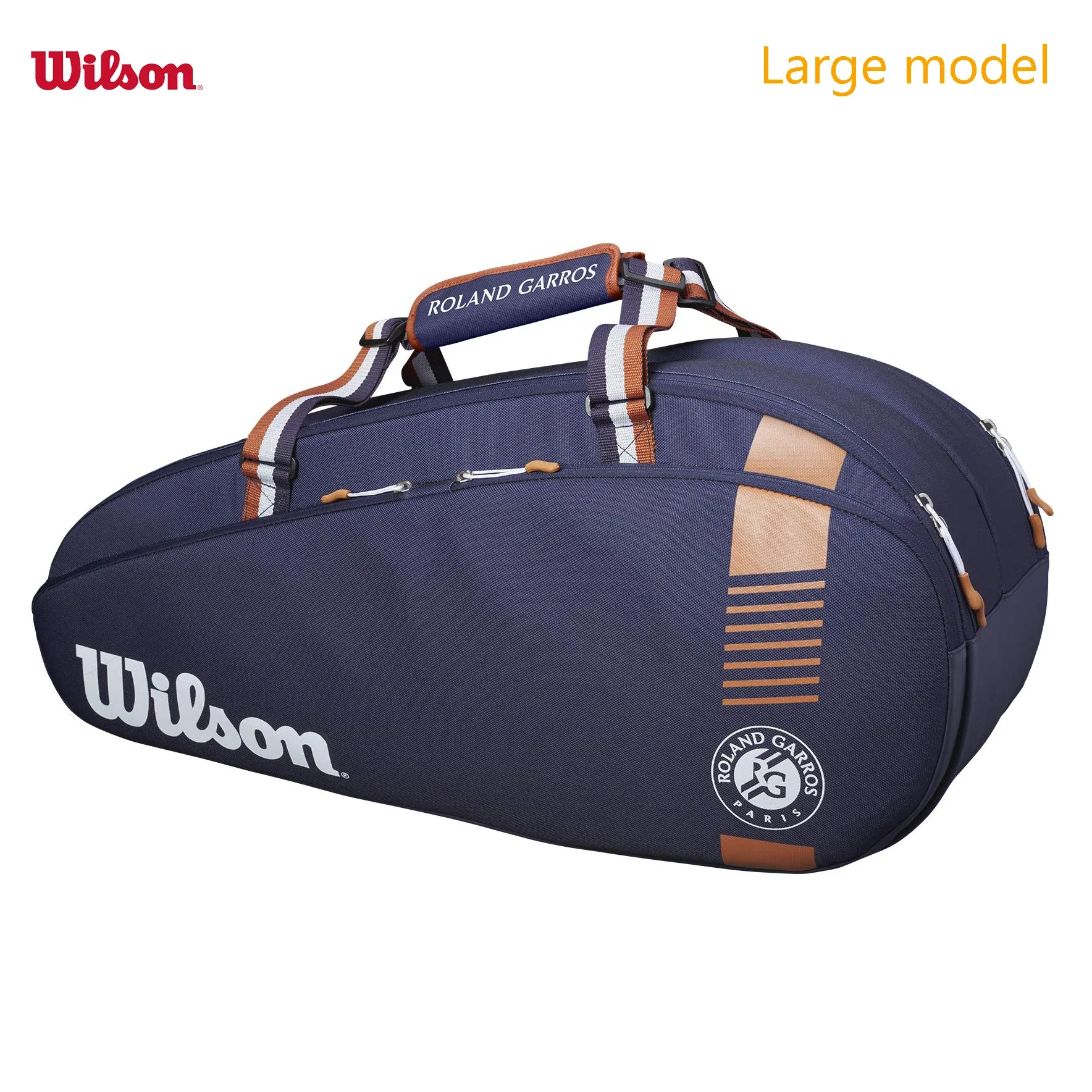 Wilson Roland Garros Tour Design Tennis Bag Team 3 PK Navy Lightweight Tennis Racket Bag with Shoes Pocket