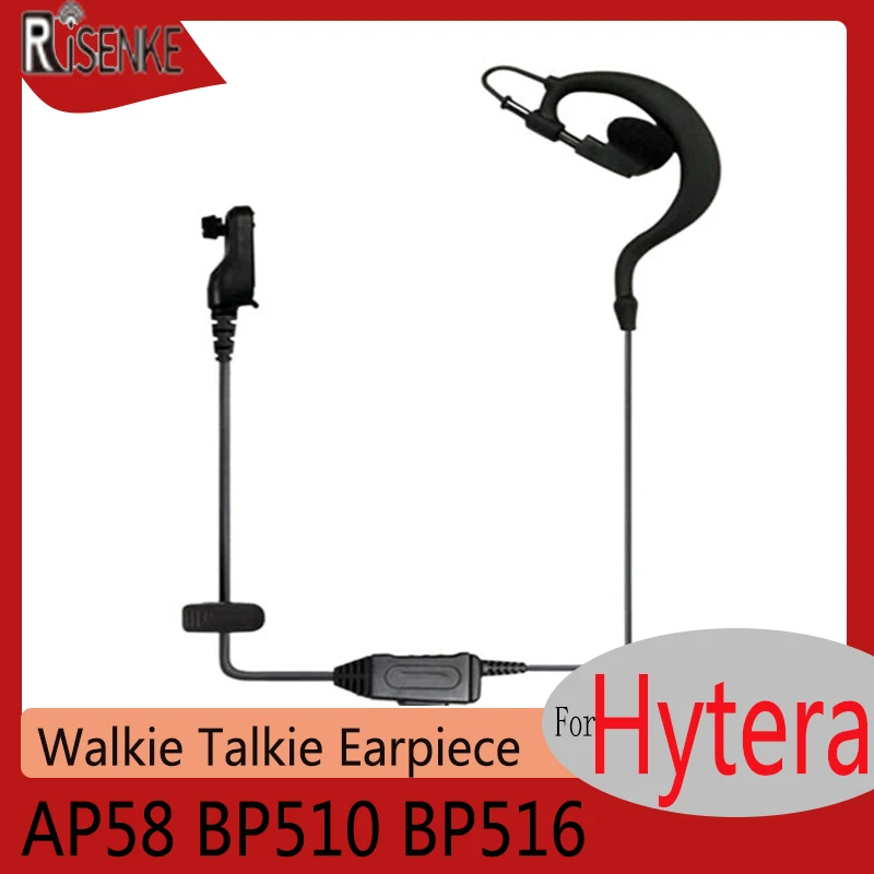 RISENKE-G-Shaped Earpiece for Hytera, AP58, BP510, BP516 Walkie Talkie, Two Way Radio Headset with PTT Mic, Screw Plug Earphone