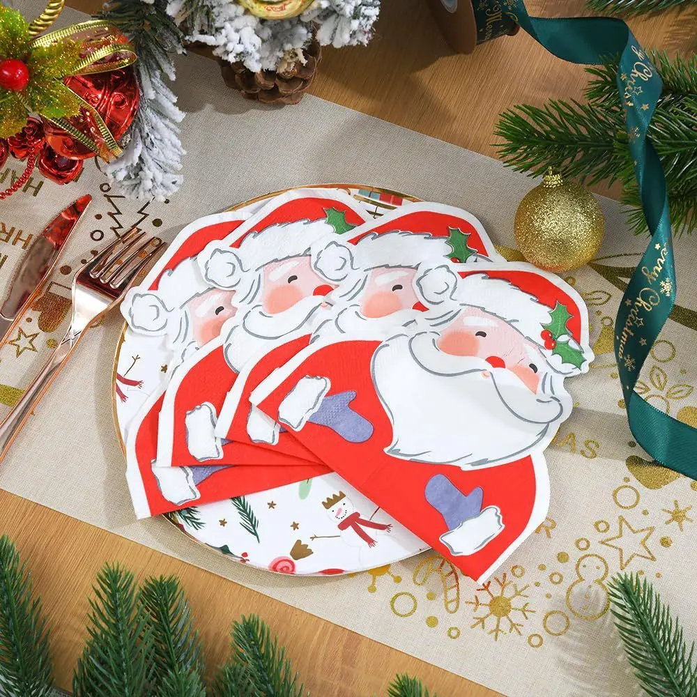 20 Stück Einwegservietten Tischpapierhandtücher Elegante weiße Folie Gold Dot Bedrucktes Gewebe Geburtstagsfeier Hochzeitsserviette Weihnachten – Detail 8