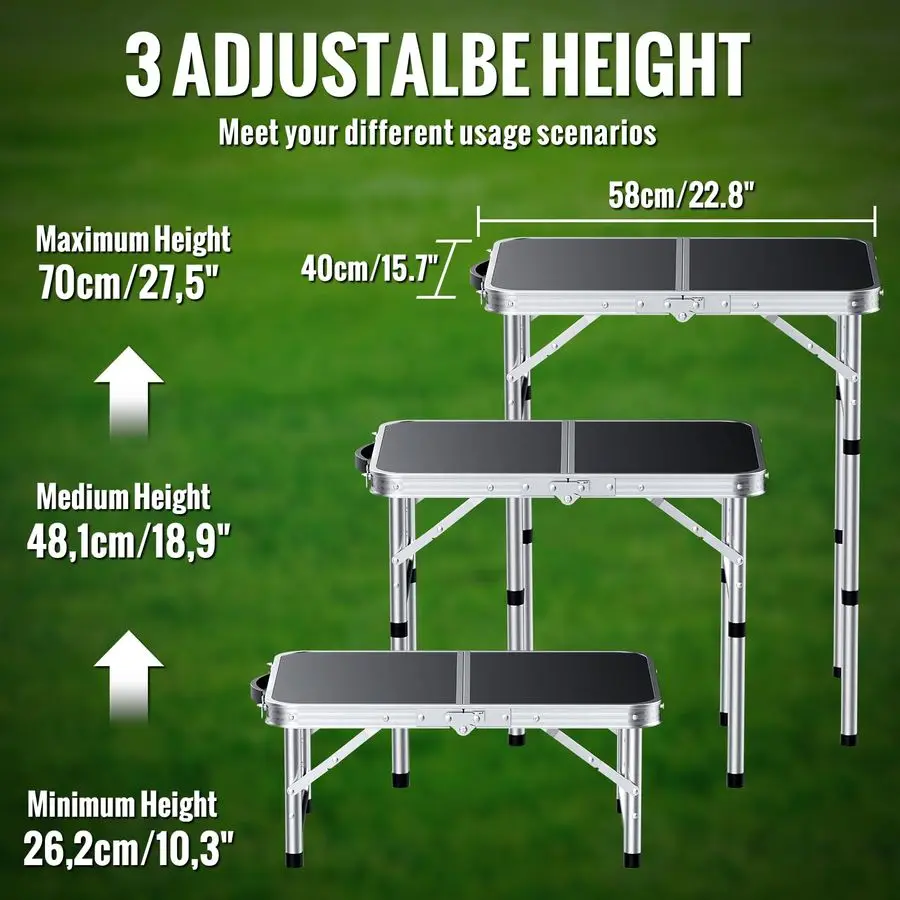 2ft Adjustable Folding Aluminum Camping Table 4