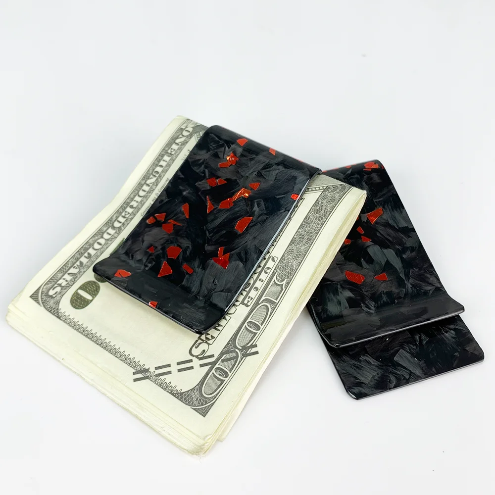 Real Forged Red Gold Green Carbon Fiber Cash Money Clip Slim Credit Card Holder Daily Use