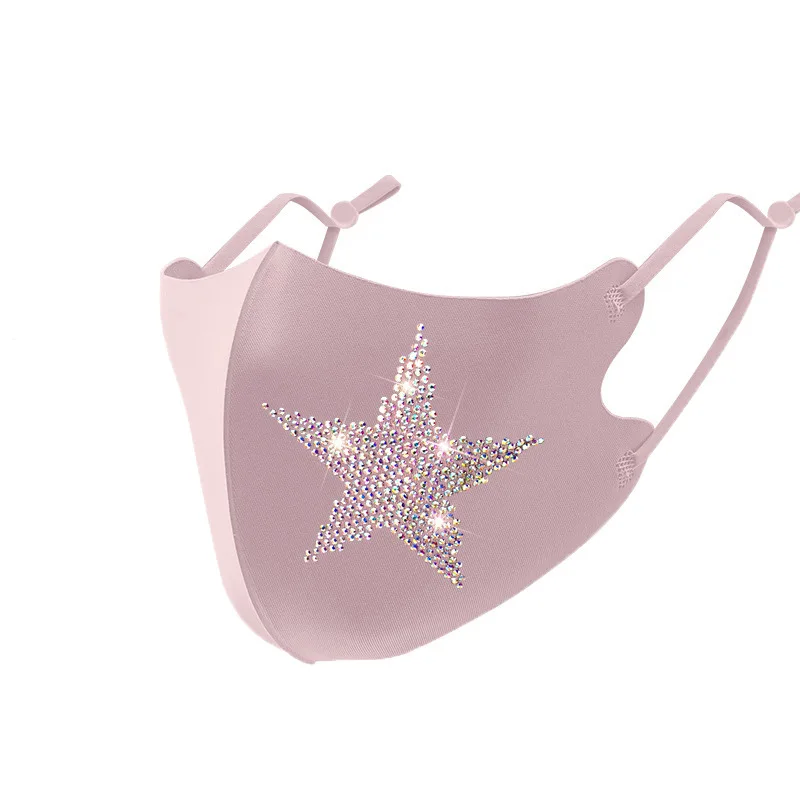 Sequined Mouth Masks For Women Ice Silk Face Cover Rhinestone Luxury Mouth-muffle Washable Reusable Fashion Mask For Women