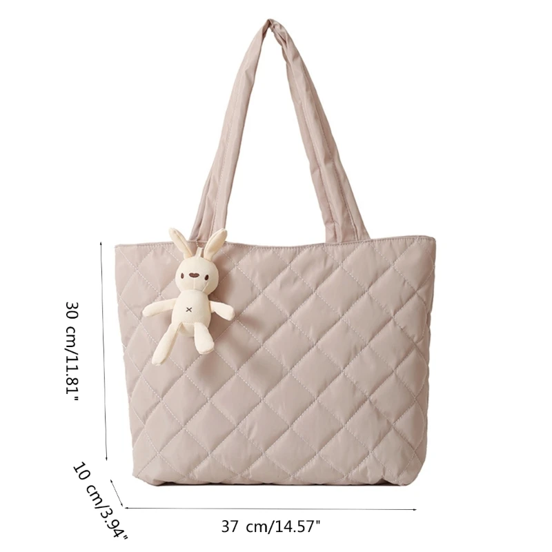 Stylish Quilted Nylon Shoulder Bag Large Capacity Handbag Women's Shopper Bags E74B