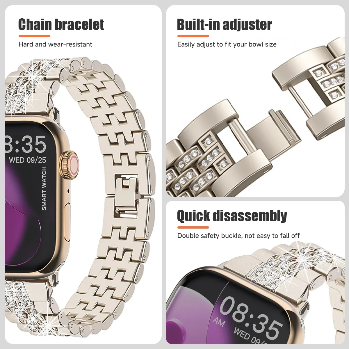 Elegant Diamond Metal Bracelet Strap