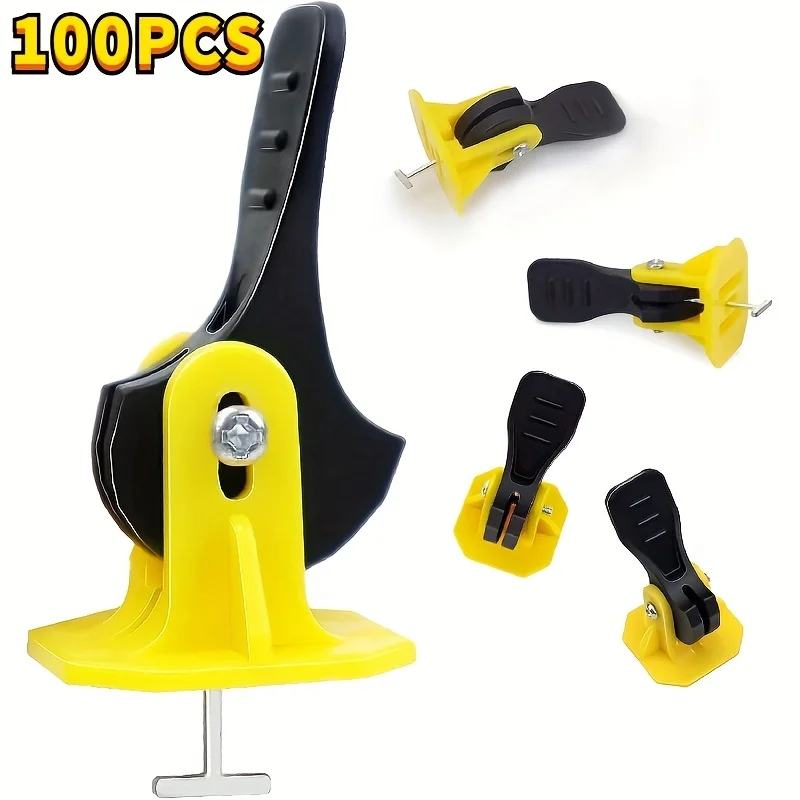 100/50 個のタイルレベリングシステムツール、T スチール針付きタイル、床材設置用プロフェッショナルセラミックタイルアライメントキット