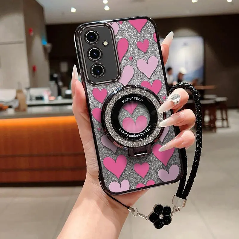 Romantic Love Phone Case Set with Lanyard and Stand - 3-Piece Kit