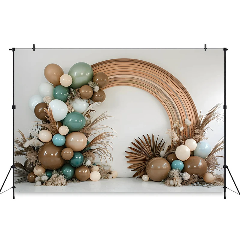 First Birthday Backdrop 6x4 FT - Bear Golden Balloons Photography Background For Baby Shower & Cake Smash