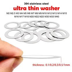 Ultra Thin Precision Stainless Steel Flat Washer and Shim Set - 100pcs M2.5x6xThick