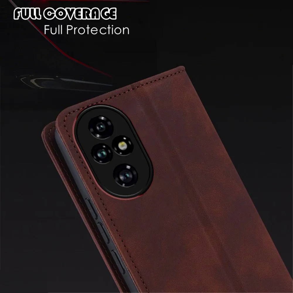 Leather Flip Wallet Case with Card Slot and Magnetic Buckle