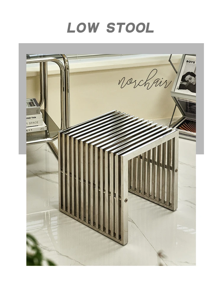 Description Picture 3 of itemNordic Stainless Steel Chair,Small Stool,Leisure Low Stools,Customized Furniture,Home,Living Room,Entrance,Shoe Changing,Chairs