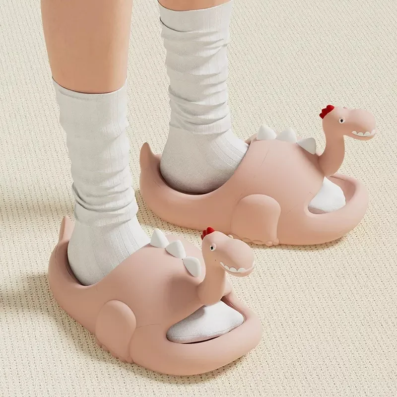 

2023 New Summer Dinosaur Women's Slippers Outdoor Uwabaki Soft Soled Anti Slip Funny Slide Parent Child Home Floor Shoes