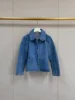 Early Autumn 2024 Women Solid Color Denim Jacket Single Breasted Fashion Cotton Pleated Female Peter Pan Collar Short Coat 1
