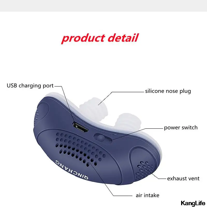 Electric Anti-Snoring Device Correction Household Anti-Snoring Device USB Charging Silicone Nasal Plug Clip Night Sleeping