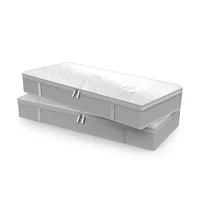 2 Pack Foldable Under Bed Bags Large Under Bed Storage Boxes Thick Breathable Underbed Clothes Storage Bags Zippered Organizer 2