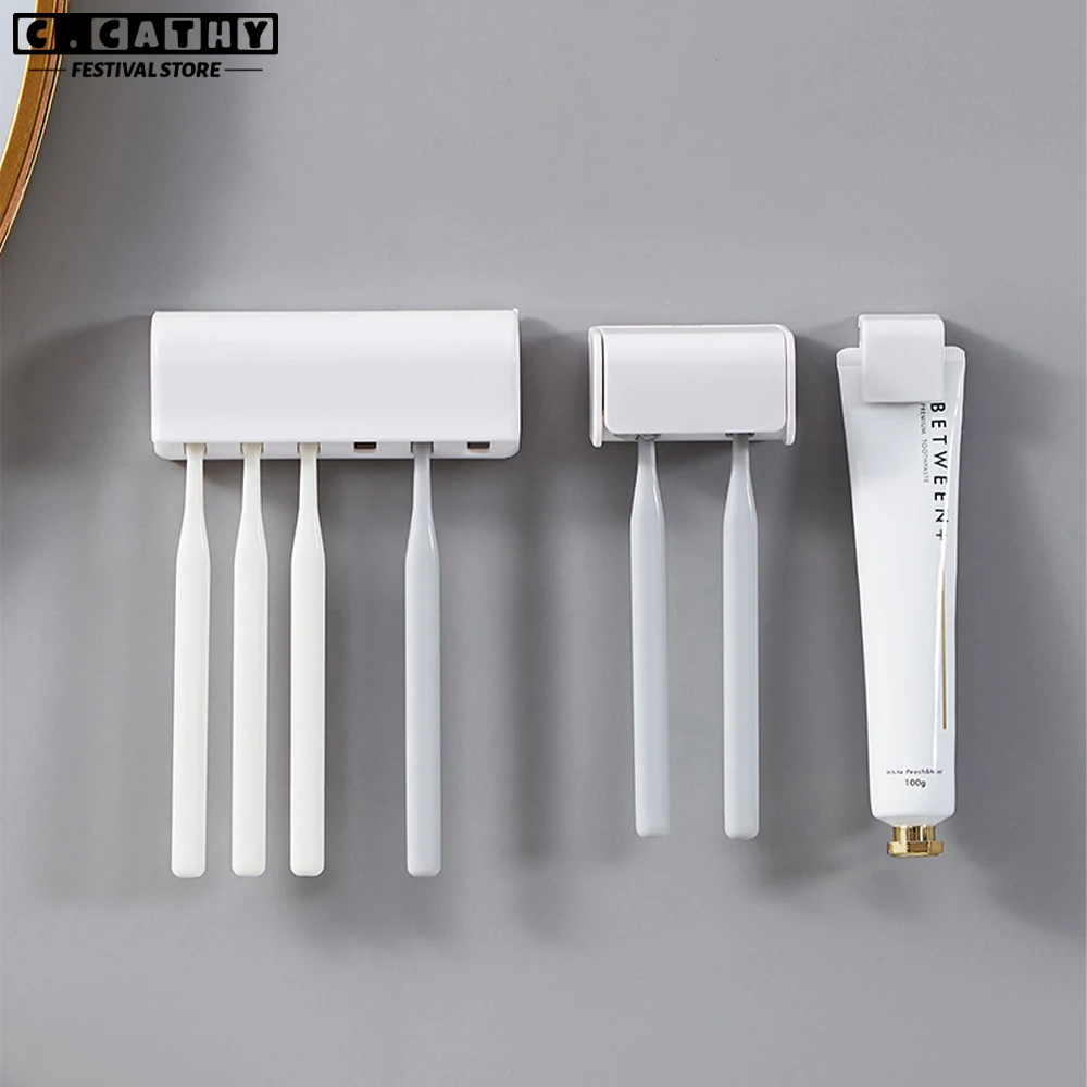 Toothbrush Holder Toothpaste Storage Traceless Wall-mounted Family Bathroom Waterproof Tooth Brush Organizer Accessories 1