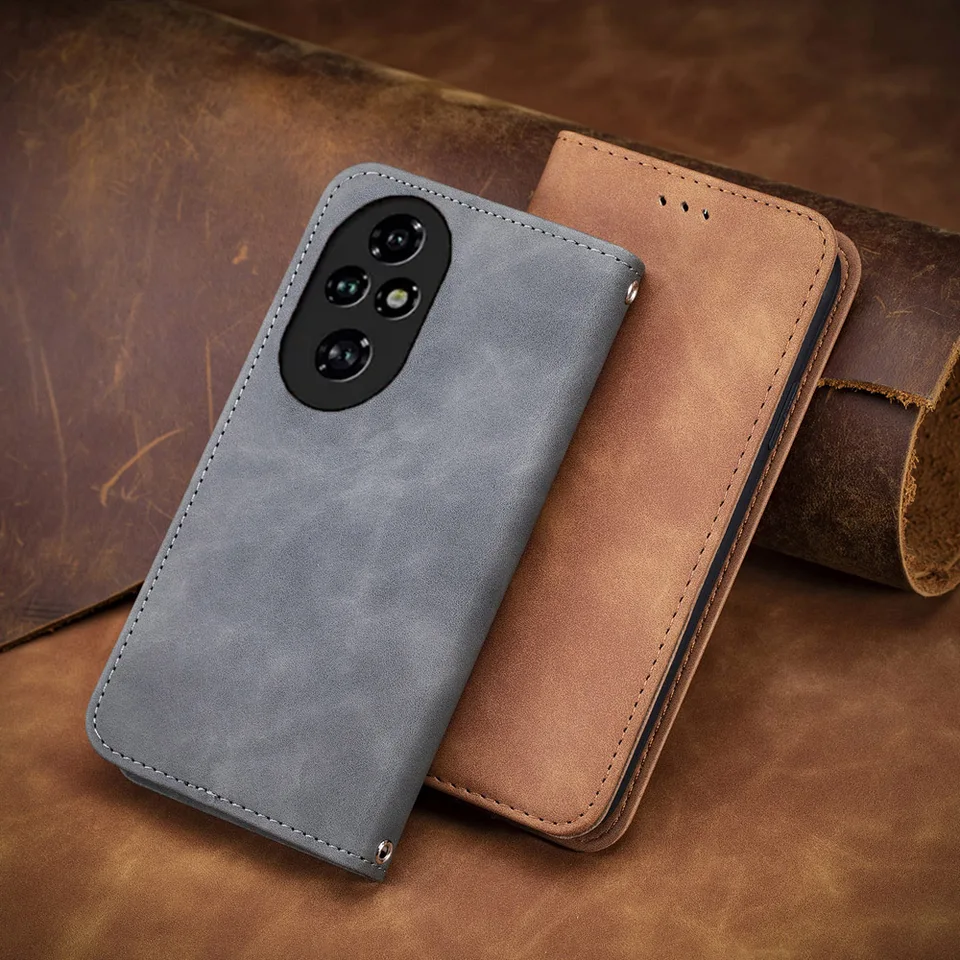 Custodia A Libro Honor 200 Lite 5G Con Portafoglio E Chiusura Magnetica – Pelle Nera