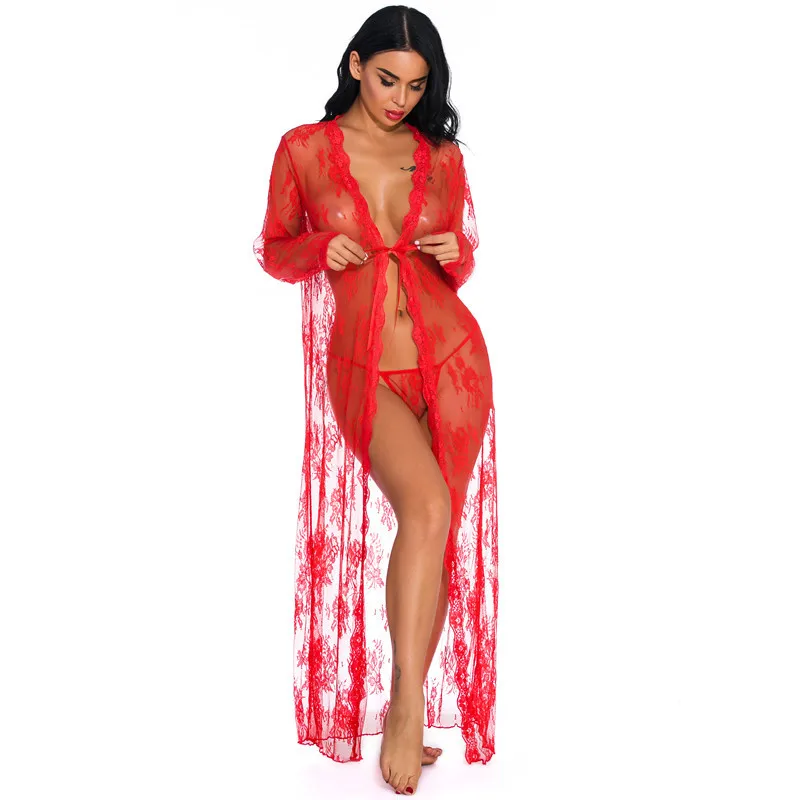 Women Robe Sexy Lace Bridesmaid Robes Long Sleeve Bathrobes Femme Nightie Gown Kimono Women's Pajamas Wedding Sleepwear PINK