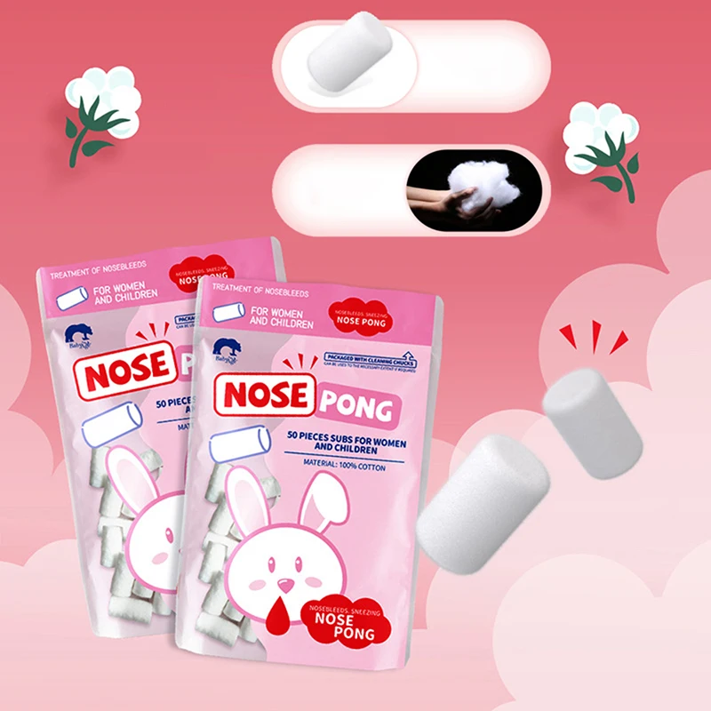 Nose Blood Stop Bobbin 50 Capsules Child Nose Bleeding Runny Spray Degreasing Cotton Roll Children Big People