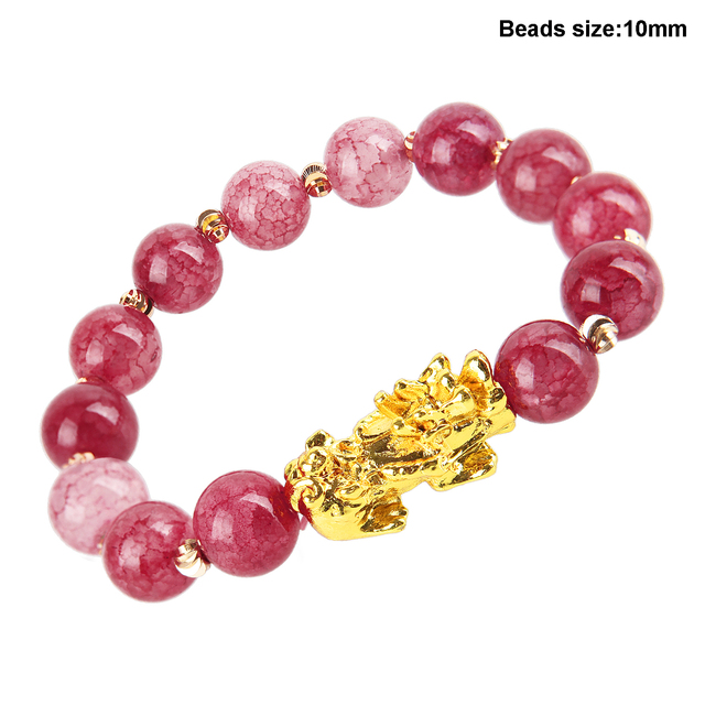 Natural Stone Bracelet Men Women Chinese Feng Shui Pi Xiu Obsidian Wristband Gold Wealth and Good Luck  Women Bracelets