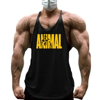 Gilets de course pour hommes, lettres d'animaux imprimées, débardeurs de gymnastique, musculation en coton, Singlets sans manches, vêtements de Fitness musculaire 1