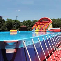 Piscine rectangulaire ultra-grande à structure métallique portable pour parcs aquatiques gonflables, utilisation extérieure/intérieure 2