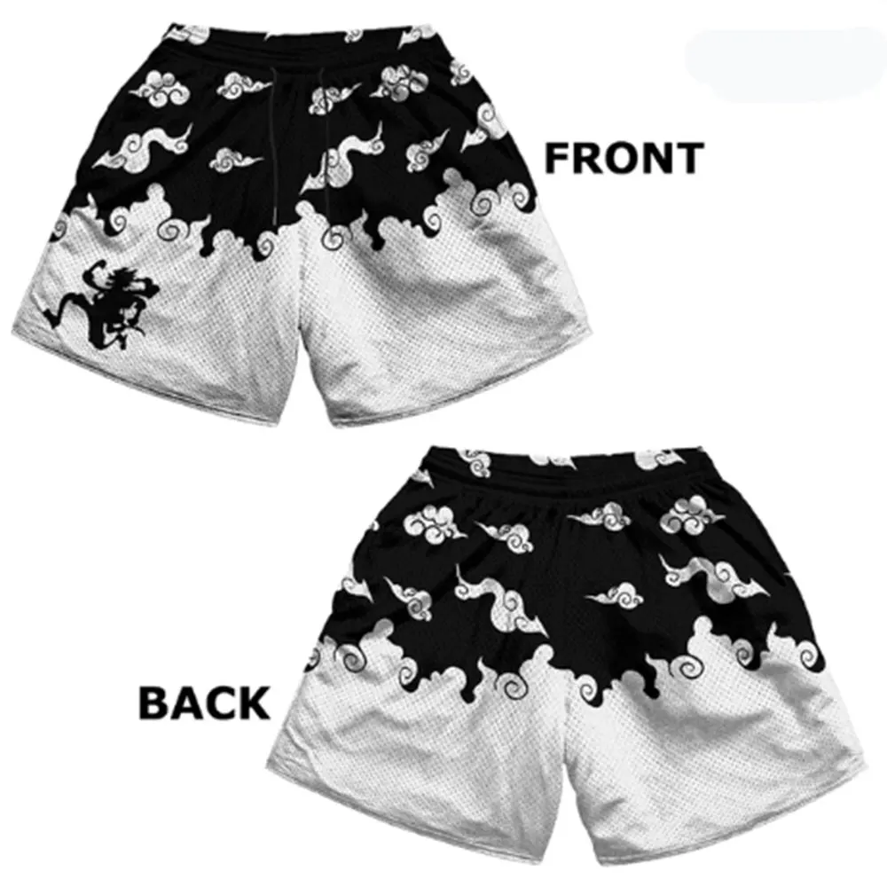 Anime Shorts Men Gym Quick Dry Mesh Running Sport Shorts Summer 3D Print Casual Beach Short Pants Workout Fitness Sweatpants