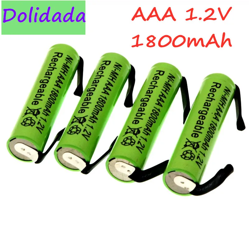 Ni-Mh 1.2V AAA Rechargeable Battery Cell 1800mah with Solder Tabs for Philips Braun Electric Shaver Razor Toothbrush | Электроника