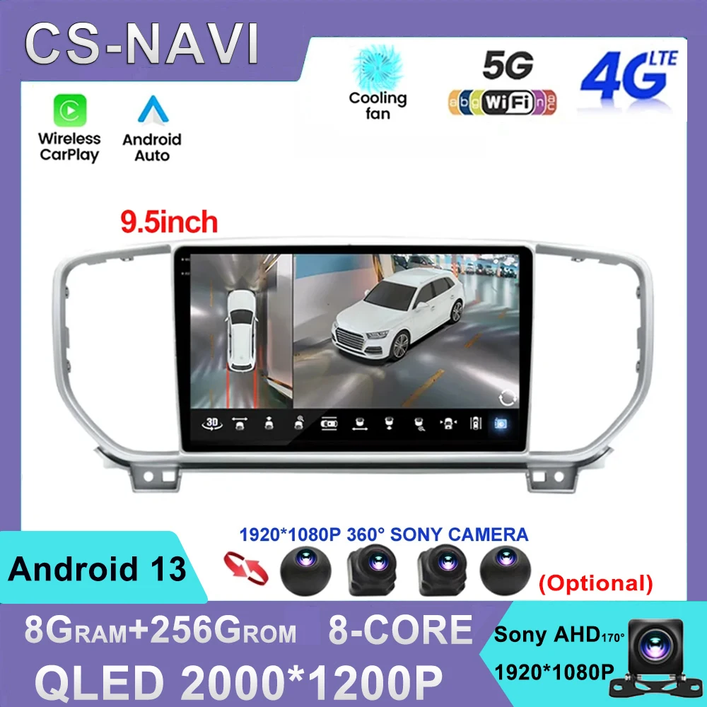 

2000*1200P QLED For Kia Sportage 4 QL 2018 2019 Car Radio Multimedia Video Player Navigation Android 13 No 2din 2 din DVR WIFI