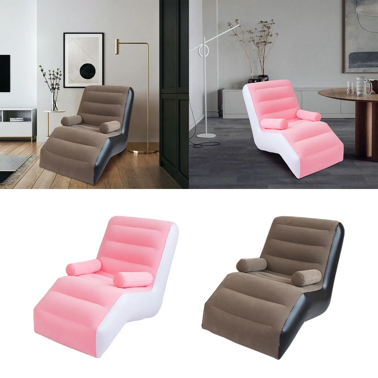 Folding Lazy Sofa with Armrests PVC Soft Folds Compactly Inflatable Sofa for Garden Leisure Gaming Lunch Break Indoor Outdoor