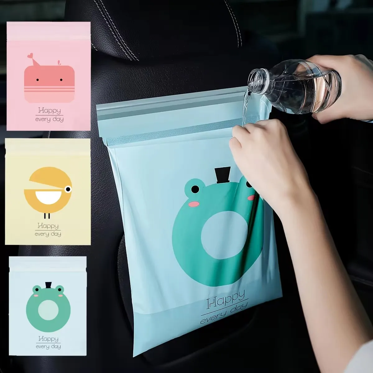 15pcs/Set Car Garbage Bag Dashboard Paste Portable Trash Rubbish Bag Auto Traveling Seat Back Hanging Disposable Trash