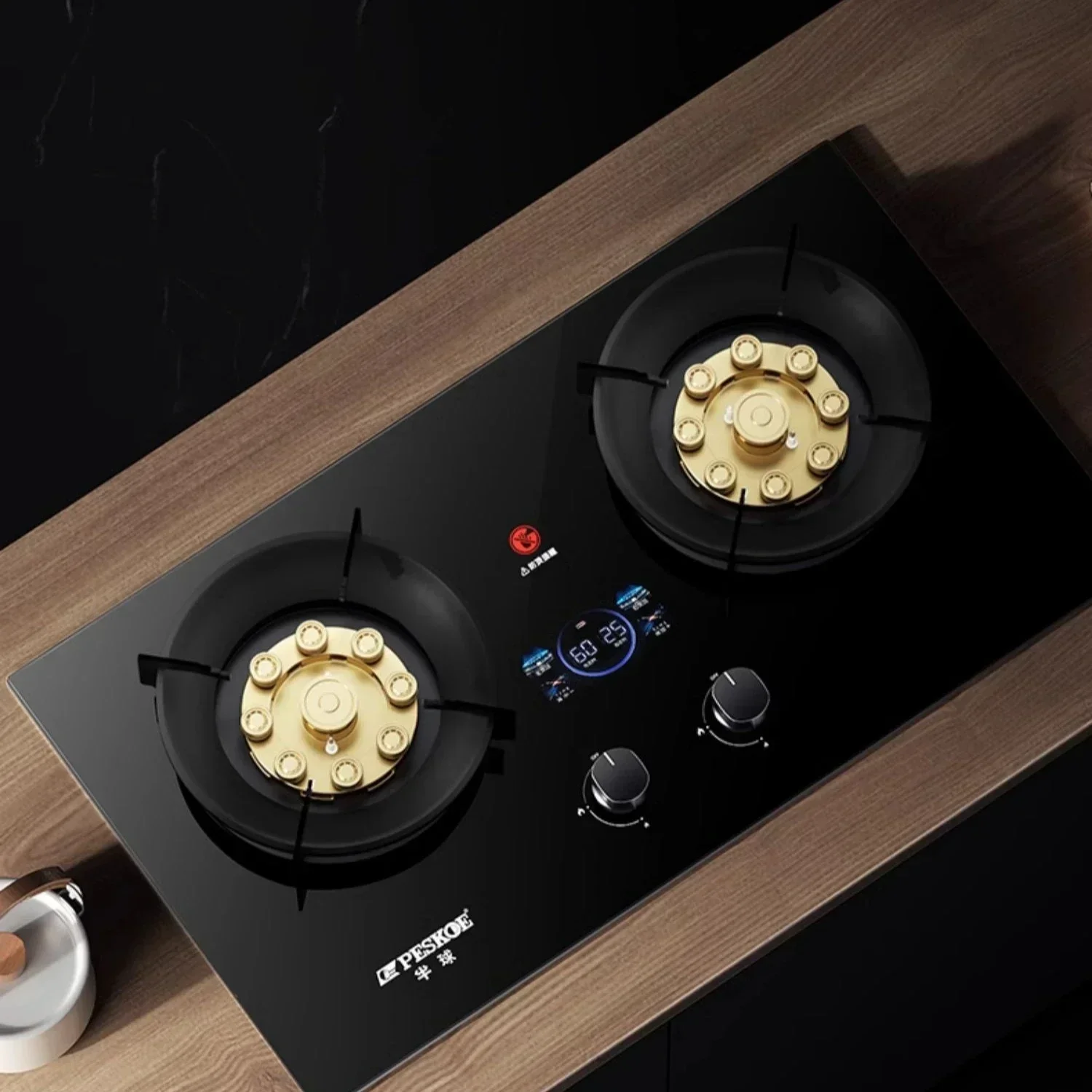 Household gas double stove. Embedded/desktop. Natural gas/liquefied gas. Energy-saving. Efficient cooking. 3