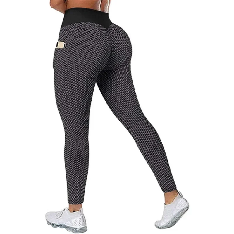 XS-5XL Leggings Women's Yoga Pants High Waist Jacquard Honeycomb Bubble Sport Tights Seamless Stretchy Sweatpants Gym Legging