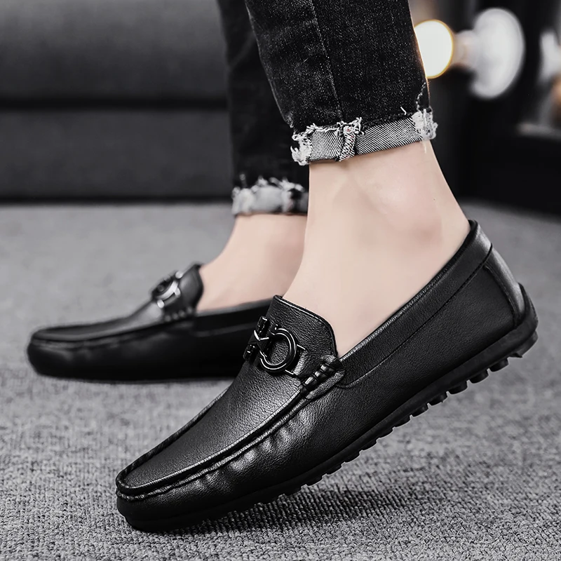 2024 New Men's Casual Fashion, Men's Boat Shoes, Driving Shoes, Men's Bean Shoes, Soft Sole Casual Leather Shoes