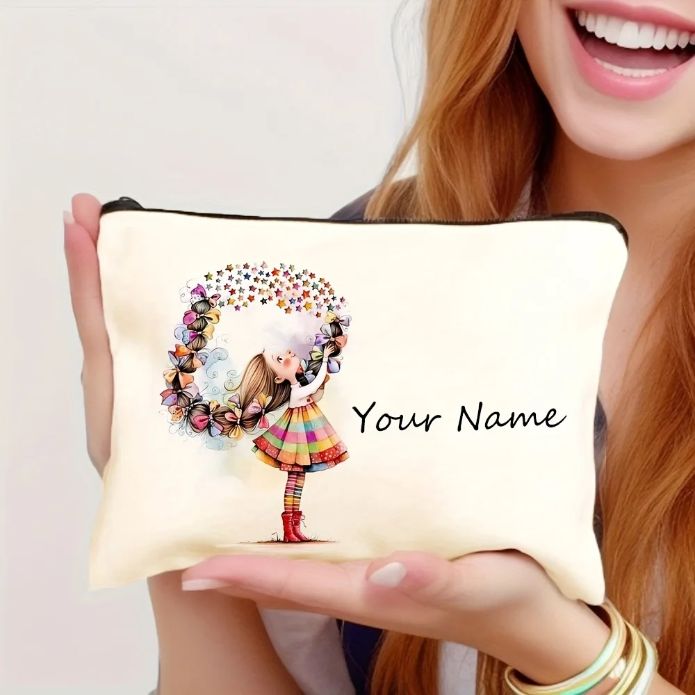 Personalized Floral Cosmetic Bag - Durable, Lightweight, and Foldable