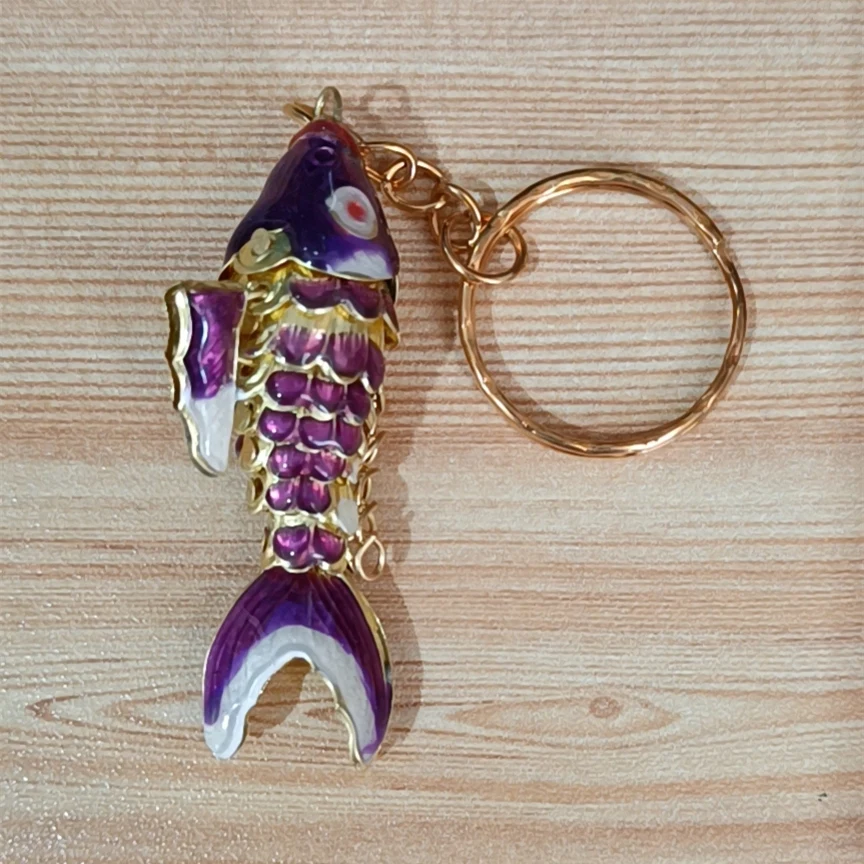 Cloisonne Cute Animal Large Koi Fish Keychains for Women Men Kids Girls Gift Lifelike Handcraft Swing Enamel Goldfish Pendants